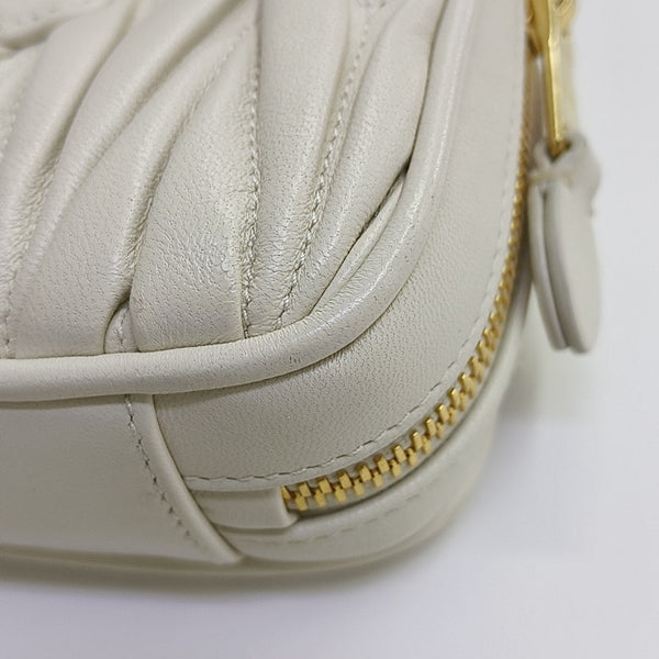Arcadie Matelassé Mini Quilted Lambskin White