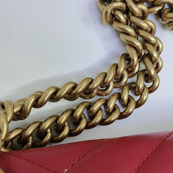 GG Marmont Medium Quilted Calfskin Red