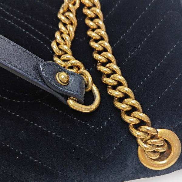 GG Marmont Medium Quilted Velvet Black