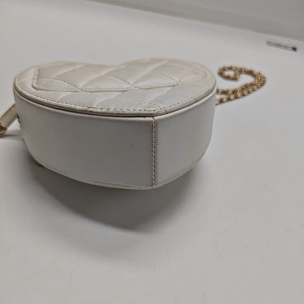 Heart Small Quilted Lambskin White