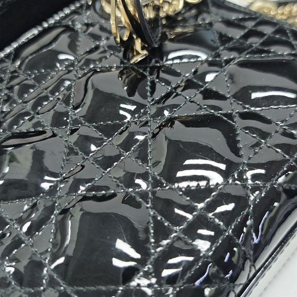 Lady Dior Mini Cannage Patent Leather Black