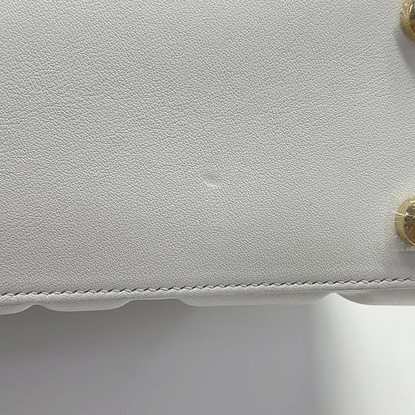 Quilted Calfskin Top Handle Bag White