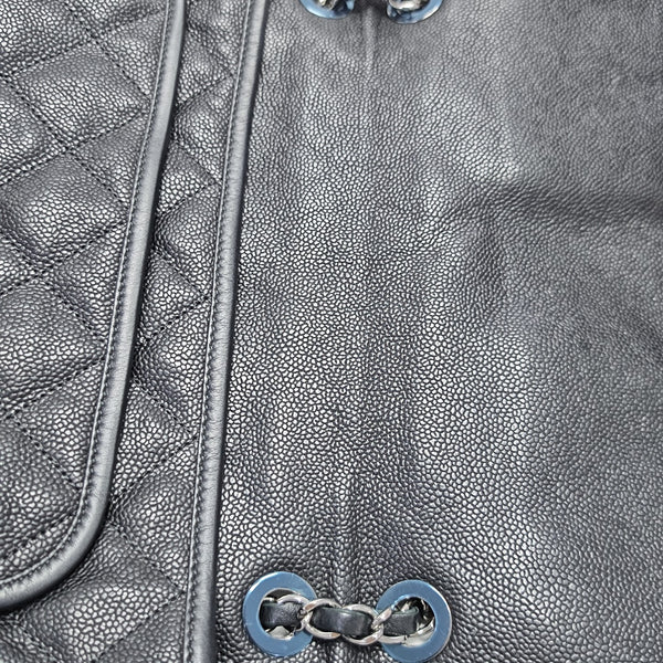 CLASSIC FLAP Jumbo Quilted Grained Calfskin Black