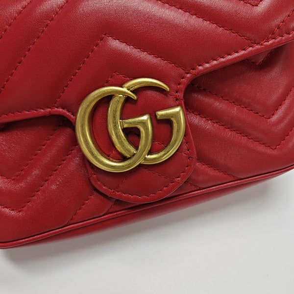 GG Marmont Mini Quilted Calfskin Red