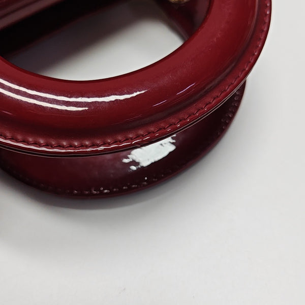 Lady Dior Mini Cannage Patent Calfskin Red