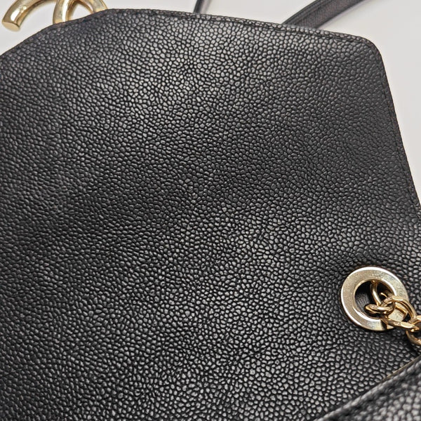 Quilted Grained Calfskin Shoulder Bag Black