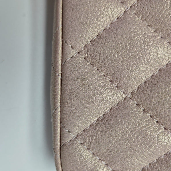Quilted Grained Calfskin Shoulder Bag Small Pink