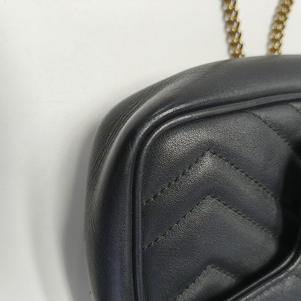 GG Marmont Mini Quilted Calfskin Black