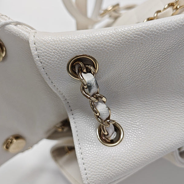 Quilted Grained Calfskin Small White