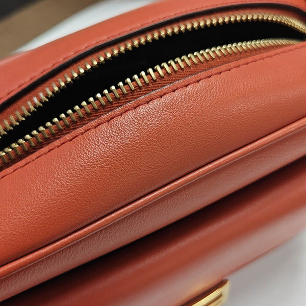 Leather Shoulder Bag Mini Orange
