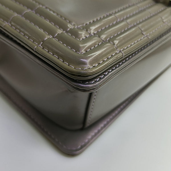 BOY CHANEL Medium Patent Calfskin Purple