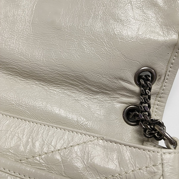 NIKI Small Chevron Calfskin White
