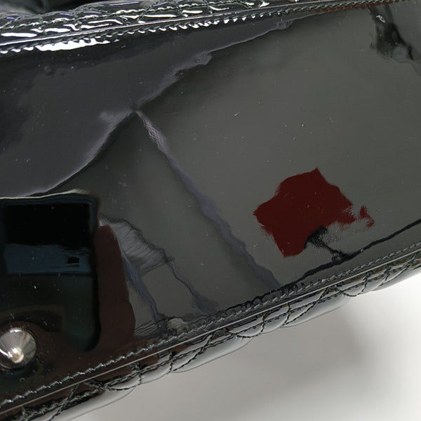 Lady Dior Medium Cannage Patent Leather Black