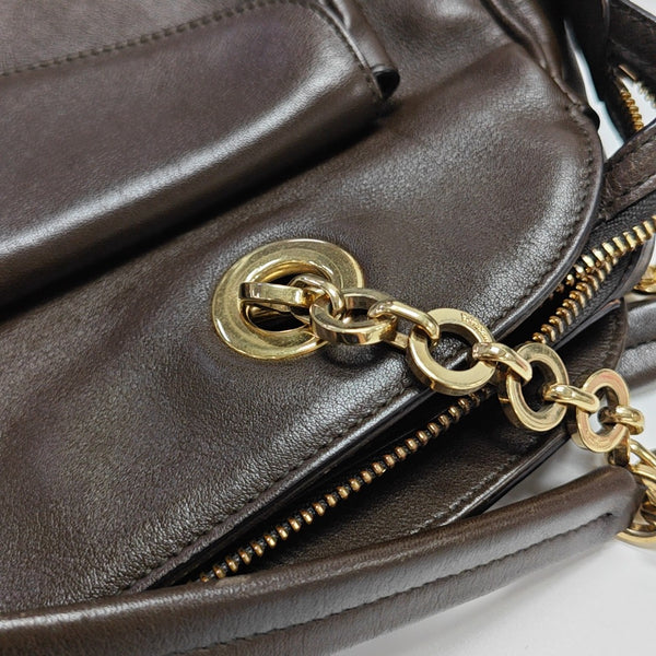 Calfskin Top Handle Bag Brown