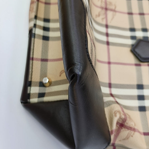 Coated Canvas Top Handle Bag Beige