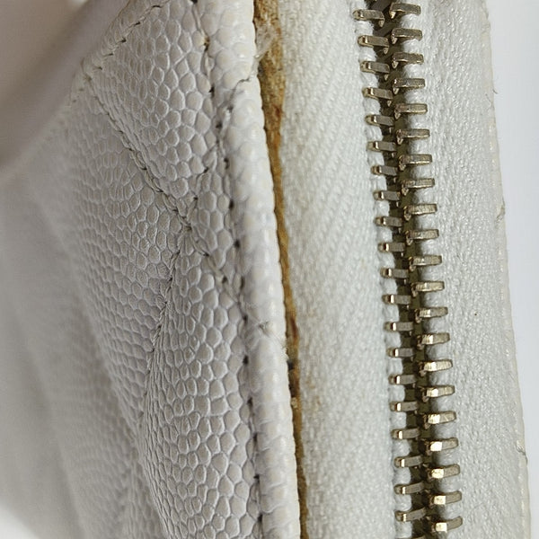 Quilted Grained Calfskin Card Holder White