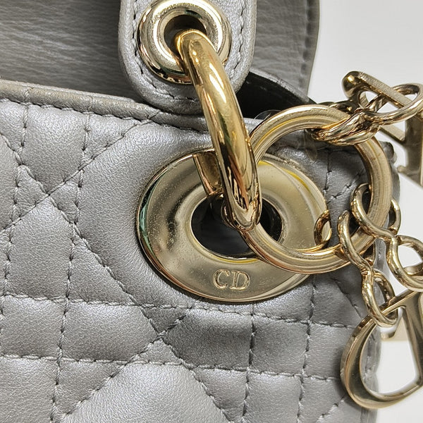Lady Dior Mini Cannage Lambskin Gray