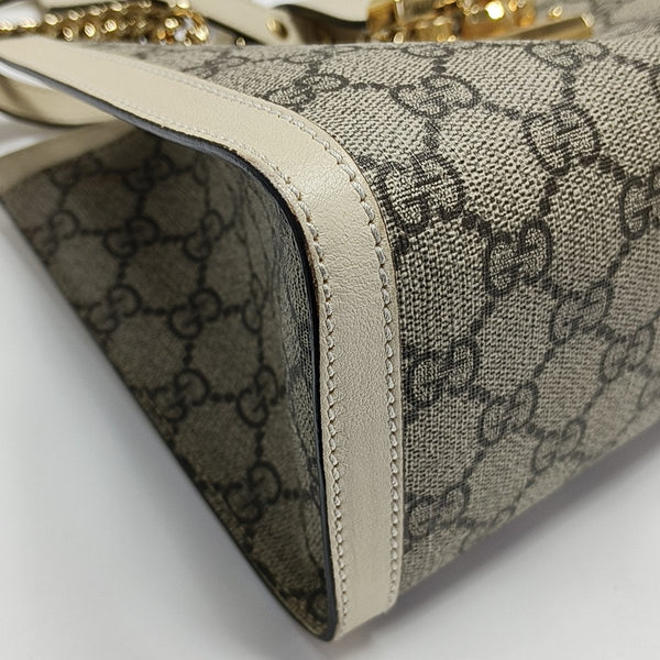Padlock Small Monogram Coated Canvas Beige