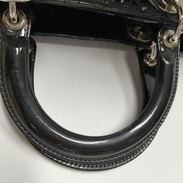 Lady Dior Large Cannage Patent Leather Black