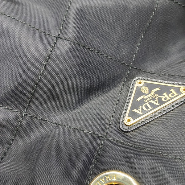 Quilted Nylon Shoulder Bag Black