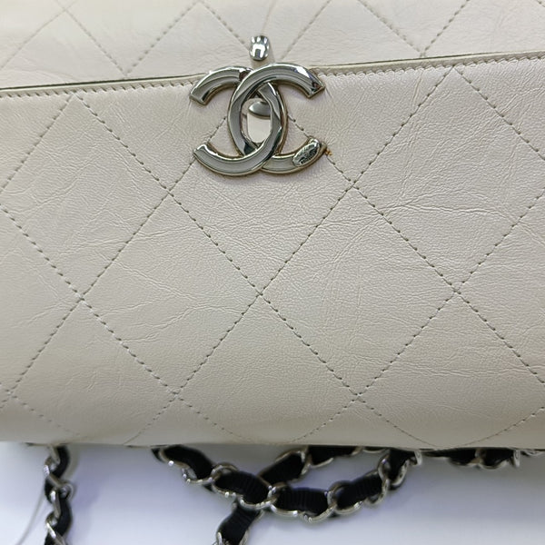 Quilted Calfskin Shoulder Bag Beige