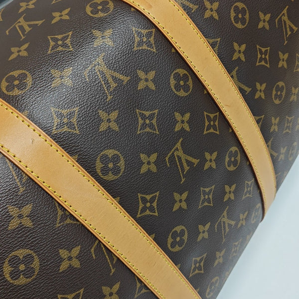 KEEPALL 55 Monogram Coated Canvas Brown