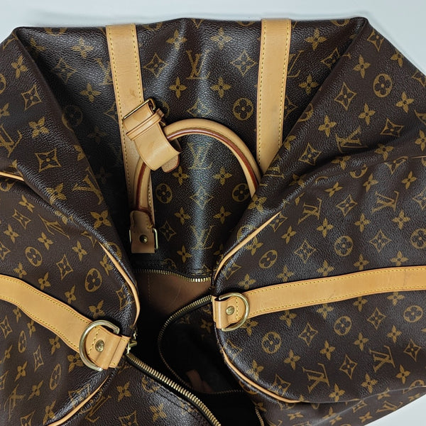 KEEPALL 55 Monogram Coated Canvas Brown