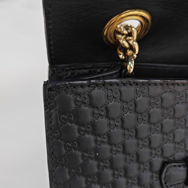 Emily Chain Monogram Calfskin Black