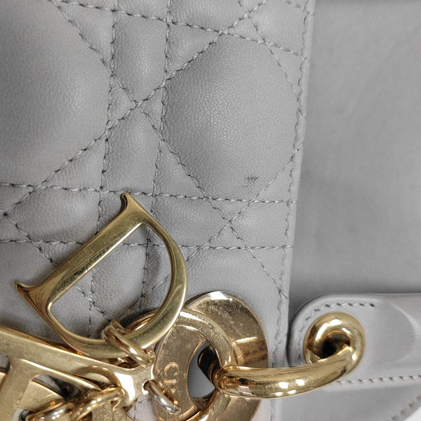Lady Dior Small Cannage Lambskin Gray