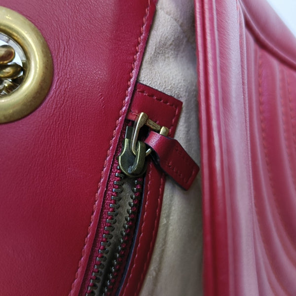 GG Marmont Medium Quilted Calfskin Red