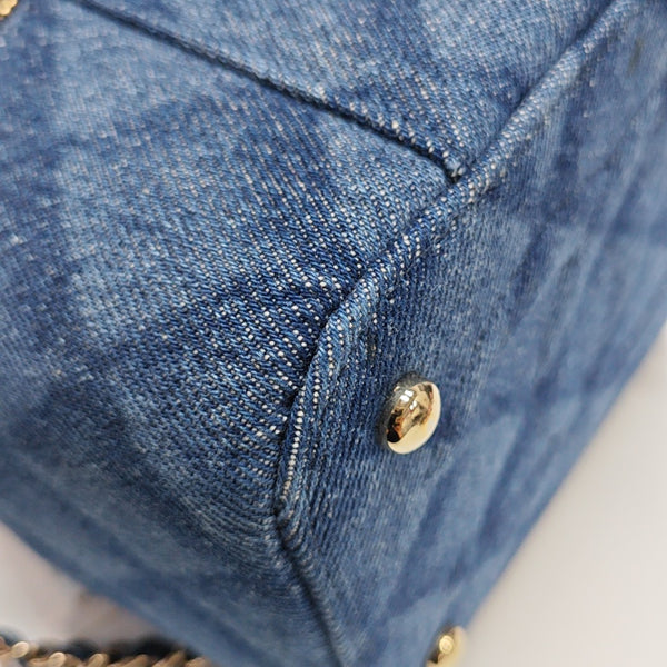 VINTAGE COSMETIC BAGS Quilted Denim Blue