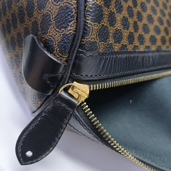 Coated Canvas Top Handle Bag Brown