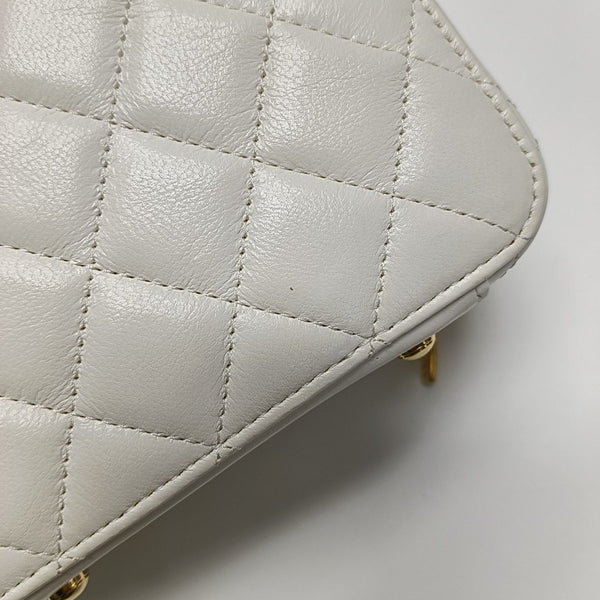 Quilted Lambskin Shoulder Bag White