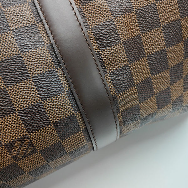 KEEPALL 45 Damier Ebene Coated Canvas Brown