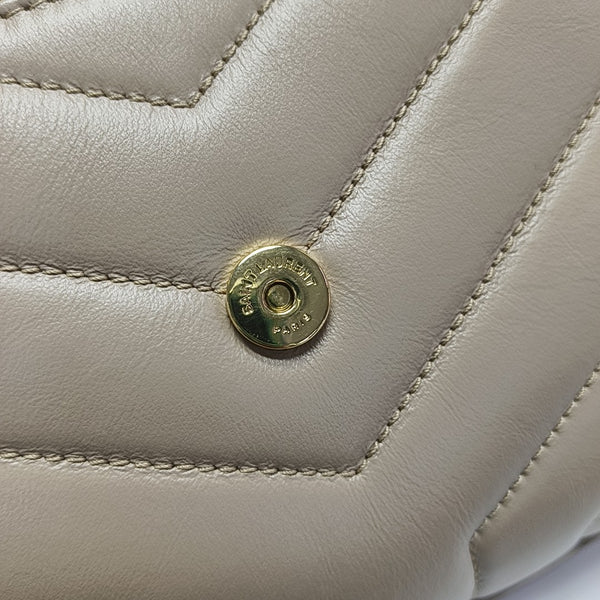LOULOU Extra Small Chevron Calfskin Beige