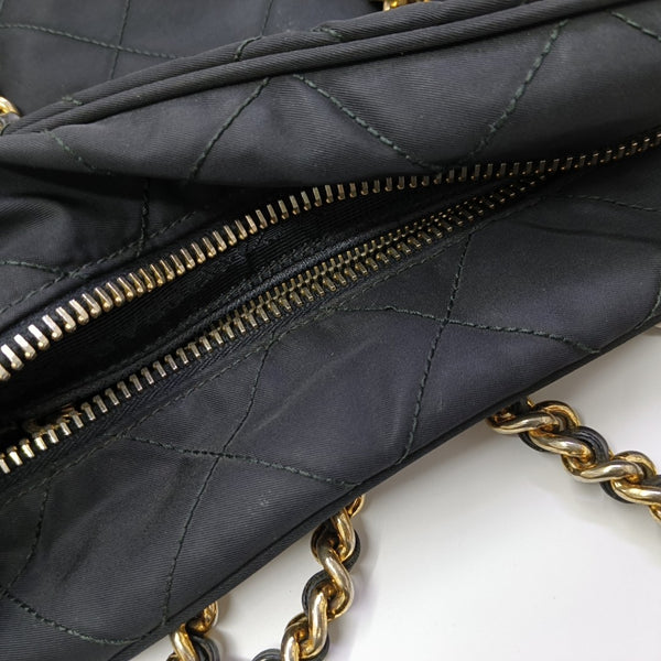 Chain Tote Quilted Nylon Black