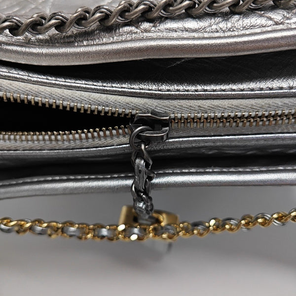 GABRIELLE Medium Quilted Calfskin Silver