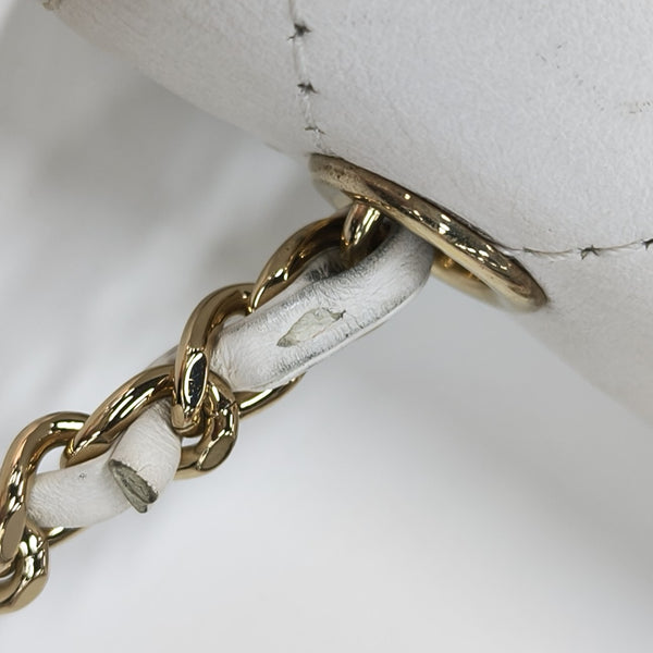 Quilted Calfskin Shoulder Bag White