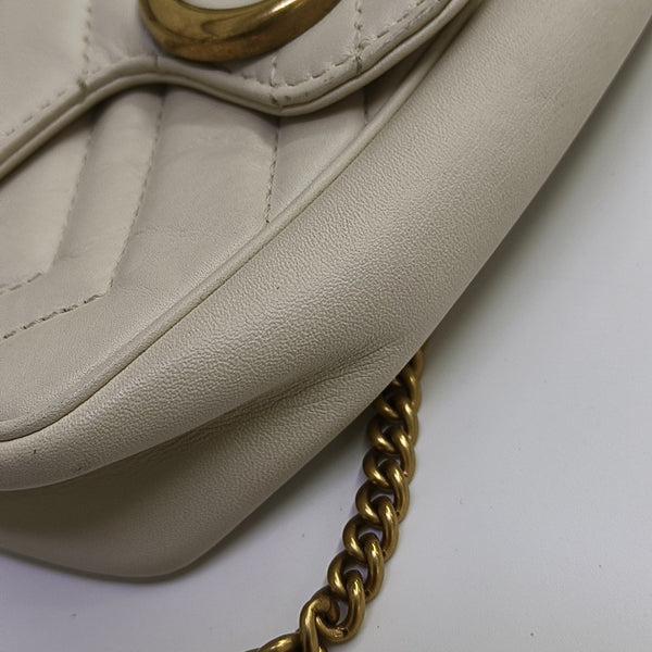 GG Marmont Mini Quilted Calfskin White