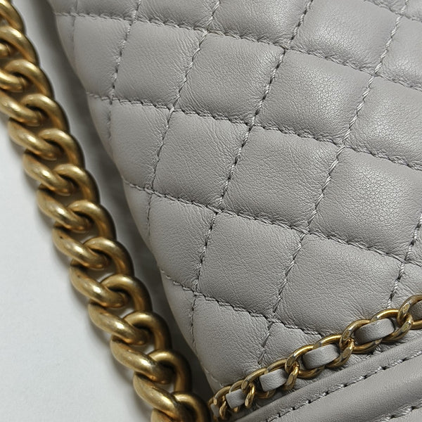 BOY CHANEL Medium Quilted Calfskin Gray