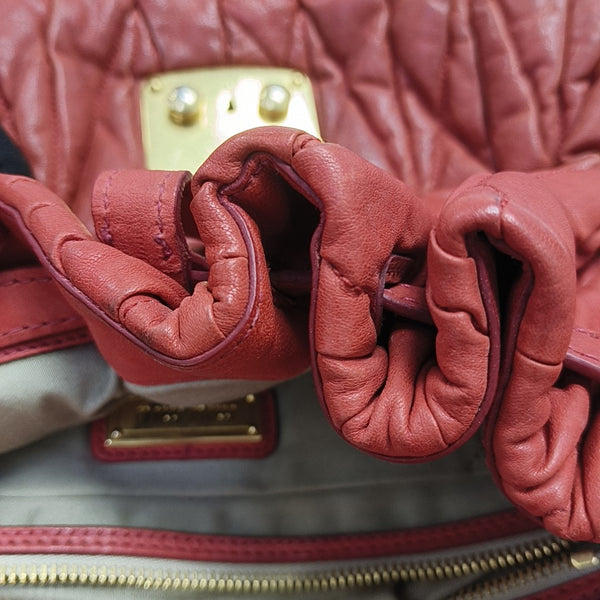 Miu Coffer Quilted Lambskin Red
