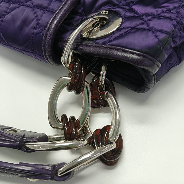 Cannage Silk Satin Tote Bag Purple