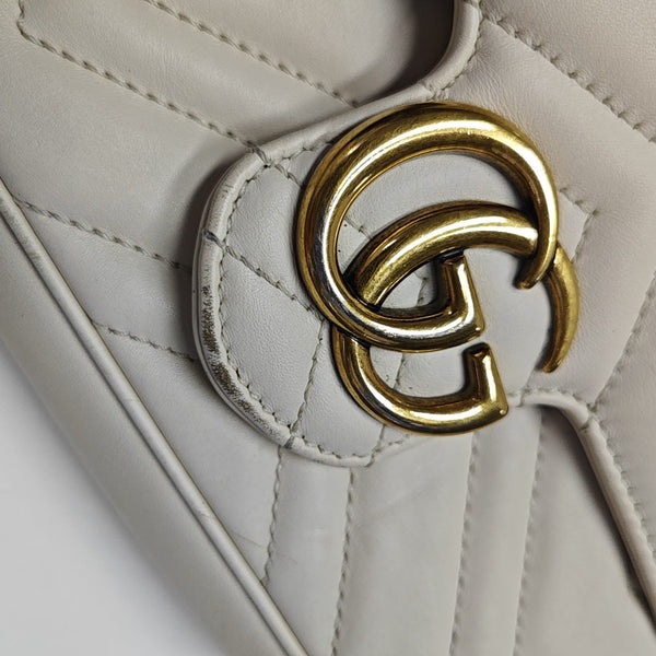 GG Marmont Mini Quilted Calfskin White