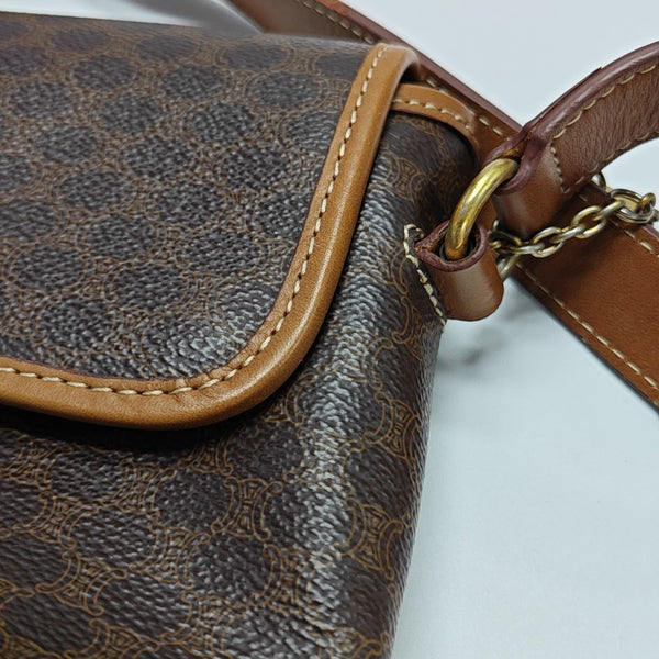 Coated Canvas Shoulder Bag Brown