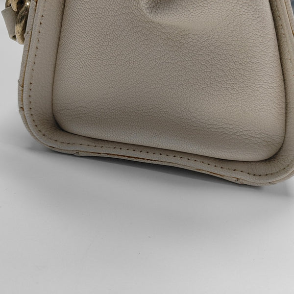 Quilted Grained Lambskin Shoulder Bag White