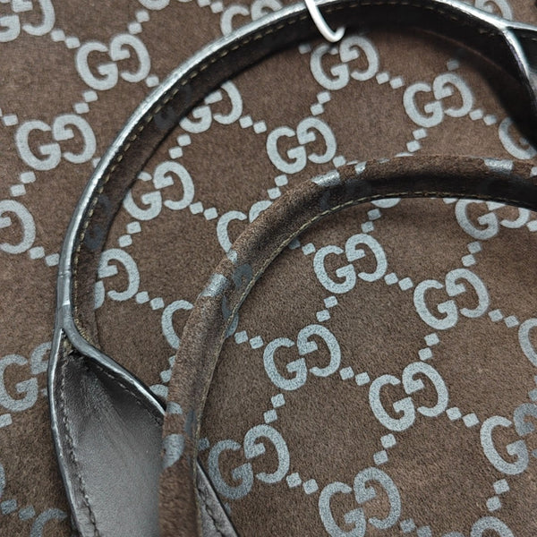 Suede Top Handle Bag Brown