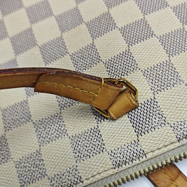 IENA MM Damier Azur Coated Canvas White