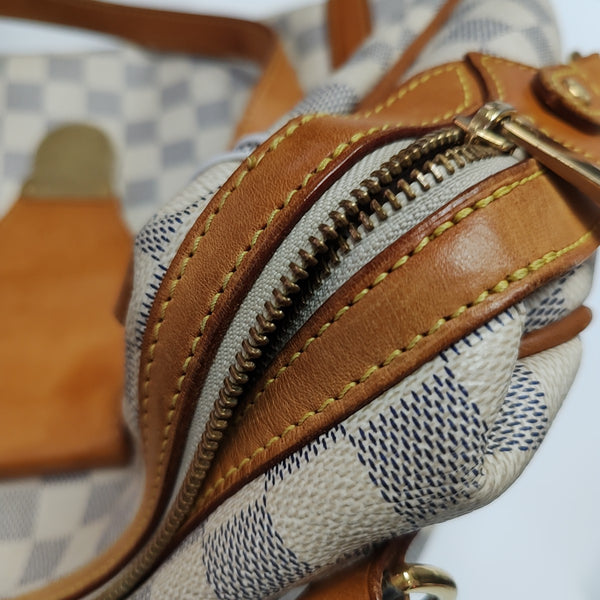 STRESA PM Damier Azur Coated Canvas White