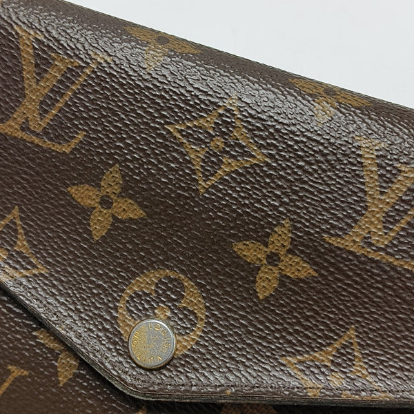 SARAH Monogram Coated Canvas Brown Wallet
