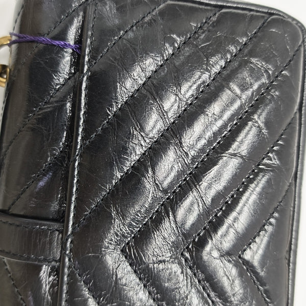 ENVELOPE Small Chevron Calfskin Black